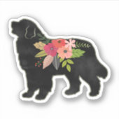 Sticker Bernese Mountain Dog race Boho Floral Silhouette (Devant)