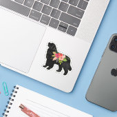 Sticker Bernese Mountain Dog race Boho Floral Silhouette (Ordinateur portable avec iPhone)