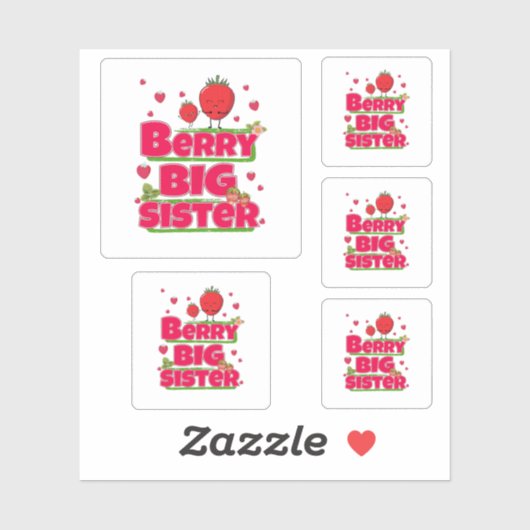Sticker Berry Big Sister - Pun mignonne aux fraises (Feuille)