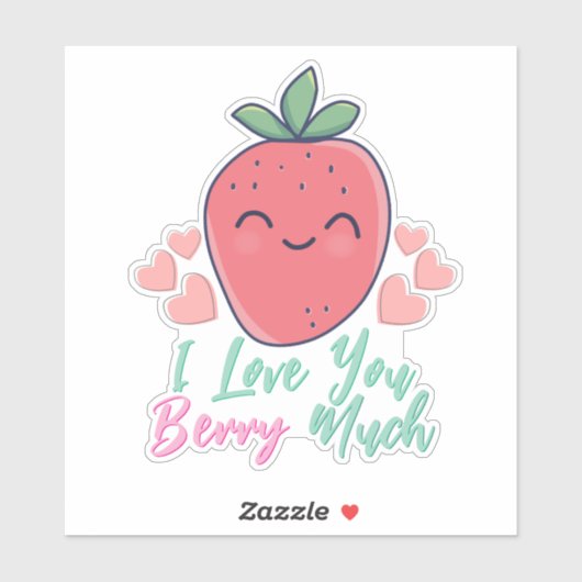 Sticker Berry drôle Je t'aime (Feuille)