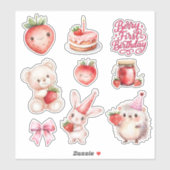 Sticker Berry Premier anniversaire Enfants fraise (Feuille)