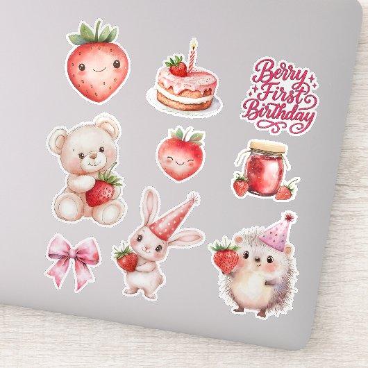 Sticker Berry Premier anniversaire Enfants fraise (Détail)