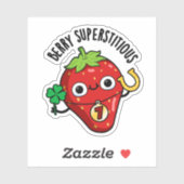 Sticker Berry Superstitieux Funky Fraise Pun (Feuille)