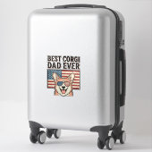Sticker Best Corgi Dad Ever Patriotic Vintage Dog Shirt_1 (Sur valise)
