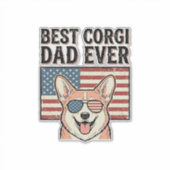 Sticker Best Corgi Dad Ever Patriotic Vintage Dog Shirt_1 (Devant)