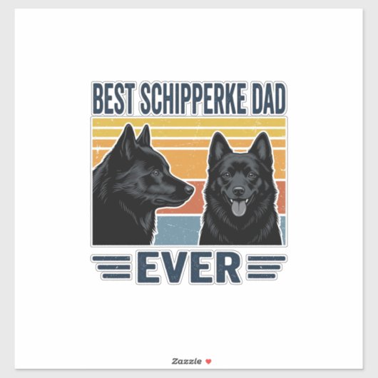 Sticker Best Schipperke Dad Ever Retro Dog Vector Design_1 (Feuille)