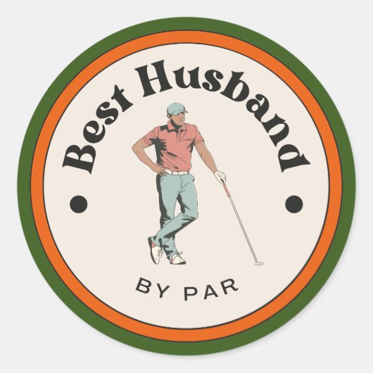 Sticker- Beste man van Par - Golfer Ronde Sticker (Voorkant)