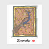 Sticker Bestiary médiéval Paon v. 1270 (Feuille)