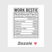 Sticker Bestie de travail Faits nutritionnels Don pour le  (Feuille)