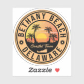 Sticker Bethany Beach Delaware Palmiers Retro Sunset 80s (Feuille)