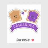 Sticker Beurre d'arachide mignonne et nom de gelée (Feuille)