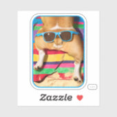 Sticker Beurre de chien avec lunettes de soleil (Feuille)