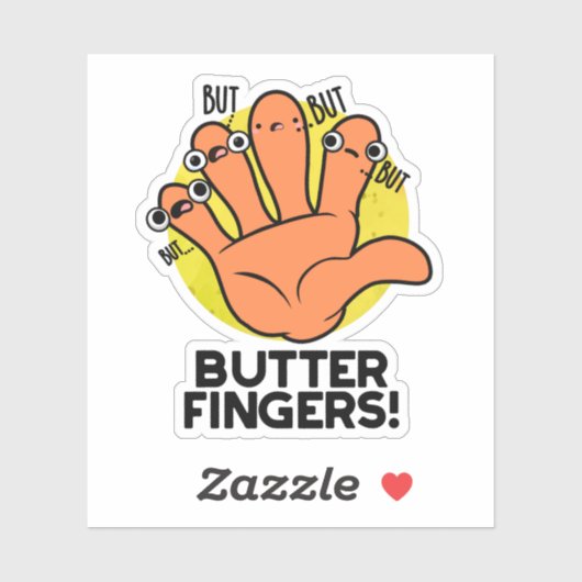 Sticker Beurre Doigts Funny Anatomie Pun (Feuille)