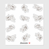 Sticker Bi-plans Art déco - découpe personnalisée esquissé (Feuille)