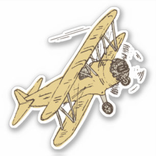 Sticker Bi-plans Art déco rugissant - simple jaune.