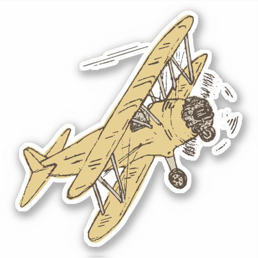 Sticker Bi-plans Art déco rugissant - simple jaune. (Devant)