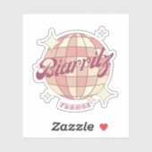 Sticker Biarritz France Retro Vintage Party rose (Feuille)