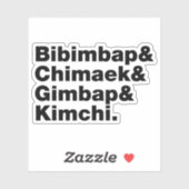 Sticker Bibimbap & Chimaek & Gimbap & Kimchi. Aliments cor (Feuille)