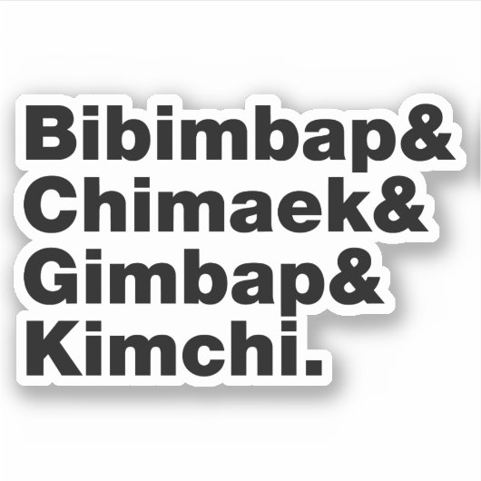 Sticker Bibimbap & Chimaek & Gimbap & Kimchi. Aliments cor (Devant)