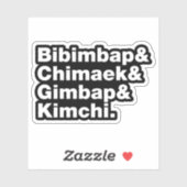 Sticker Bibimbap & Chimaek & Gimbap & Kimchi. Aliments cor (Feuille)