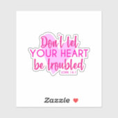 Sticker Bible chrétienne Verse Jean 14:1 Rose inspirationn (Feuille)