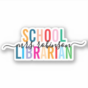 Sticker Bibliothécaire de l'école colorée Nom du script pe