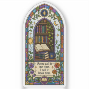 Sticker Bibliothèque en verre coloré avec citation sur le