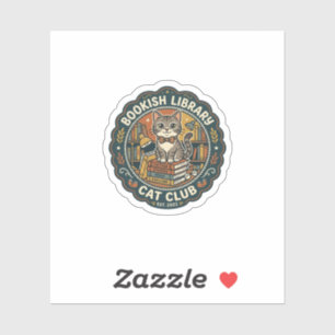 Sticker Bibliothèque livresque Chat POD Vector Art - Bibli