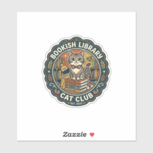 Sticker Bibliothèque livresque Chat POD Vector Art - Bibli