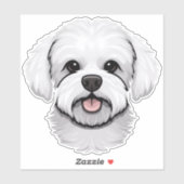 Sticker Bichon Frise mignon Chien Visage Chien Chien Chien (Feuille)