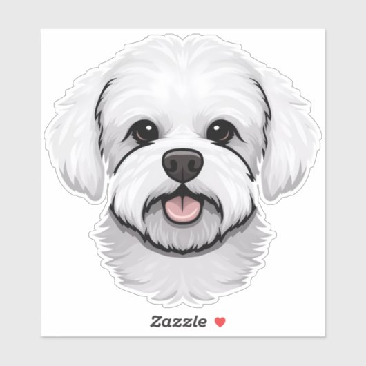 Sticker Bichon Frise mignon Chien Visage Chien Chien Chien (Feuille)