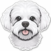 Sticker Bichon Frise mignon Chien Visage Chien Chien Chien (Devant)