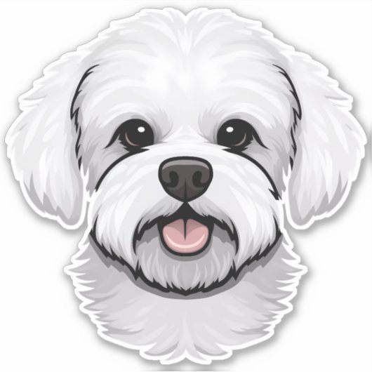 Sticker Bichon Frise mignon Chien Visage Chien Chien Chien (Devant)