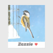 Sticker Bickadee sur la peinture d'alimentation - Oiseaux (Feuille)