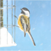 Sticker Bickadee sur la peinture d'alimentation - Oiseaux (Devant)