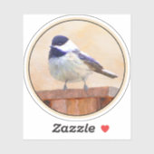 Sticker Bickadee sur la peinture d'alimentation - Oiseaux (Feuille)