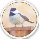 Sticker Bickadee sur la peinture d'alimentation - Oiseaux (Devant)