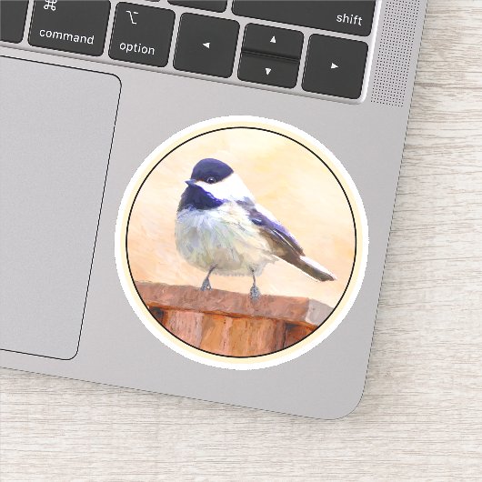 Sticker Bickadee sur la peinture d'alimentation - Oiseaux (Détail)