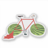 Sticker Bicyclette amusante avec Roues de pastèque (Devant)