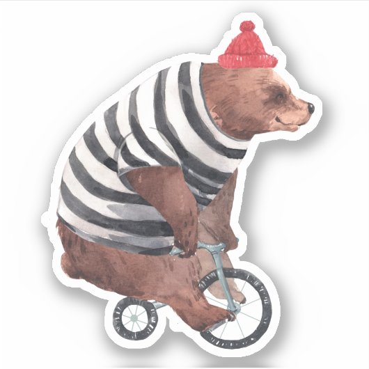 Sticker Bicyclette Ours amusant (Devant)