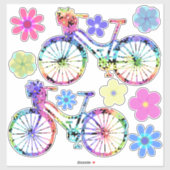 Sticker Bicyclettes et fleurs (Feuille)