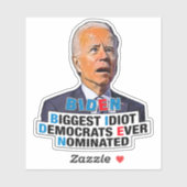 Sticker Biden idiot - drôle anti Biden Pro Trump 2024 (Feuille)