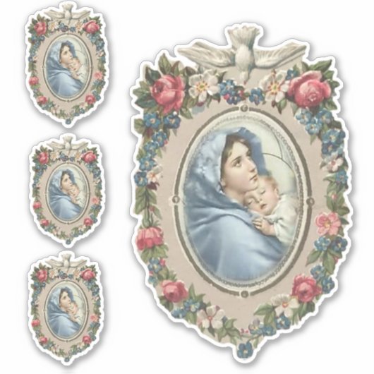 Sticker Bienheureuse Vierge Marie avec Jésus Vinyl Religie (Devant)