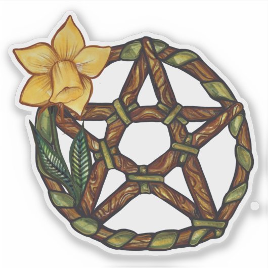 Sticker Bienheureux Daffodil Pentacle Ostara Art (Devant)