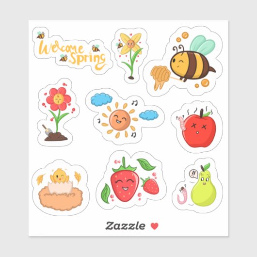 Sticker Bienvenue dans le planner Éléments de printemps en (Feuille)