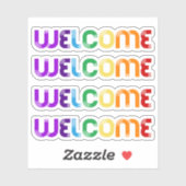 Sticker Bienvenue drapeau arc-en-ciel LGBT (Feuille)