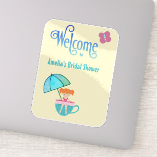 Sticker Bienvenue Tasse de Mariage Papillon Nom Personnali