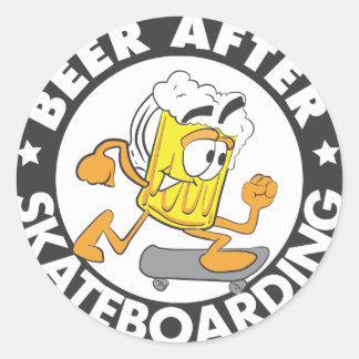 Sticker Bière Après Skateboard