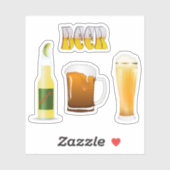 Sticker Bière en bouteille, Mug de bière, I Loer Bière (Feuille)