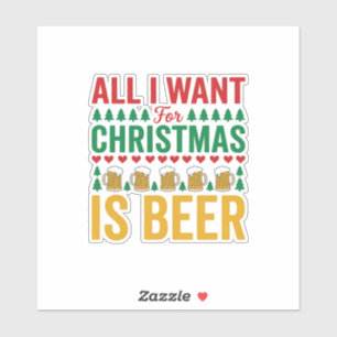 Sticker Bières de Noël Conception de boisson de vacances a